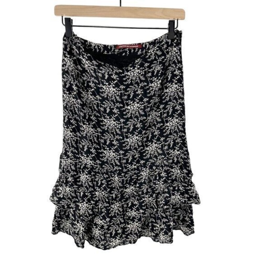 Comptoir Des Cotonniers Floral Ruffled Tiered Skirt Black Extra‎ Small